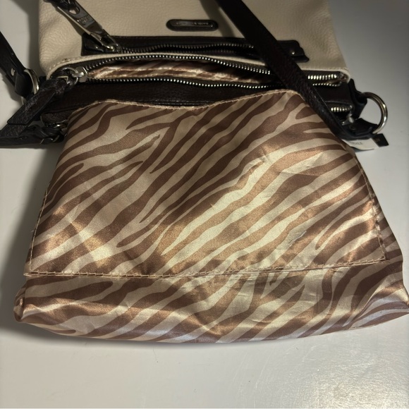 Dana Buchman Small shoulder bag 10.9X9” cream brown trim EUC - Picture 10 of 15